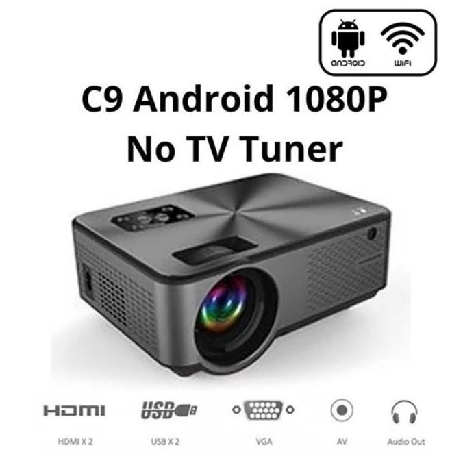 Cheerlux C9 Proyektor Android 1080P 3200 Lumens LCD Layar LED dengan WiFi & Bluetooth