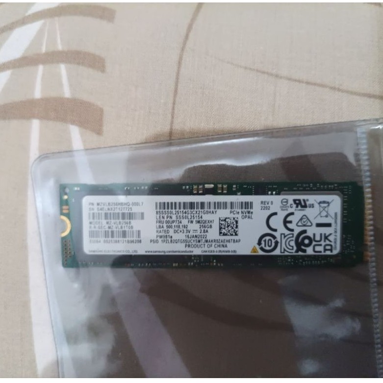 Nvme ssd Samsung 256gb