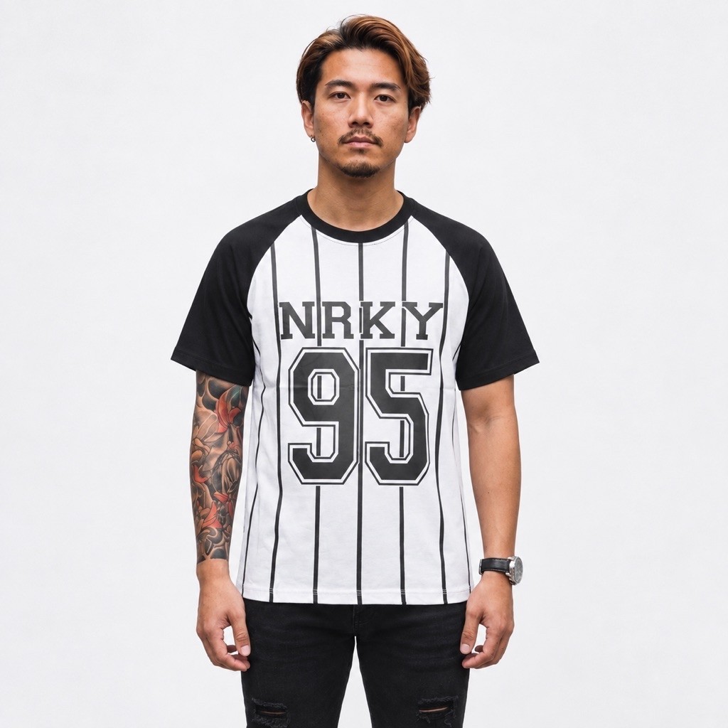 Kaos Raglan NRKY 95 Unisex Katun Lengan Pendek Pria Wanita