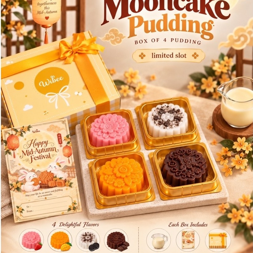 Box of Mooncake Pudding - Hampers Mooncake Pudding - Puding Mooncake - Chocolate, Oreo Cookies Cream