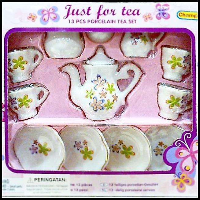 BEST DEAL TEA SET KECIL WARNA PEACH CORAK BUNGA, TEKO KLASIK ANTIK