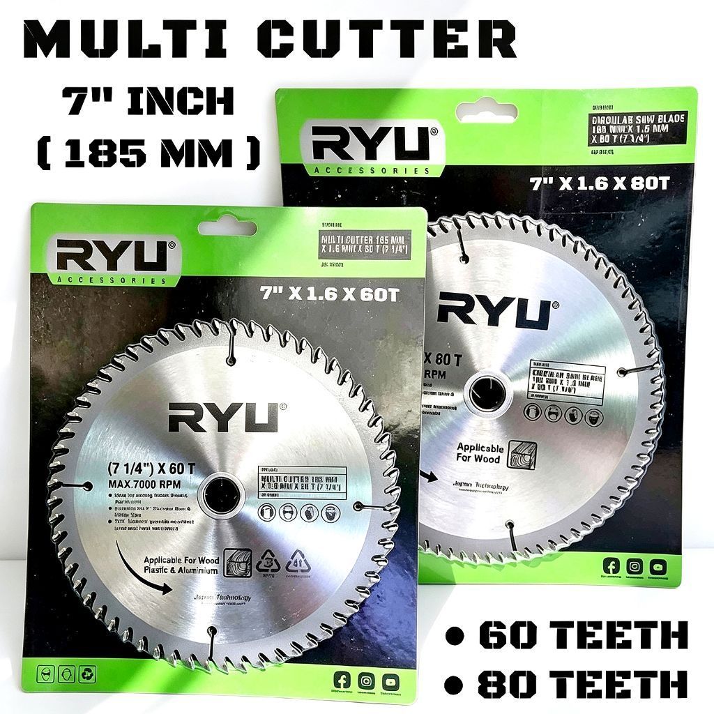 Mata Sirkel 7" RYU Multi Jumlah Gigi 60T 80T - Multi Cutter RYU 7" X 60T 7" X 80T