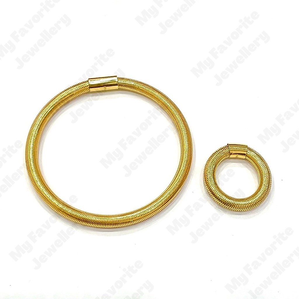 Gelang dan Cincin Adjustable Lentur Karet Emas Asli Kadar 700 16Karat