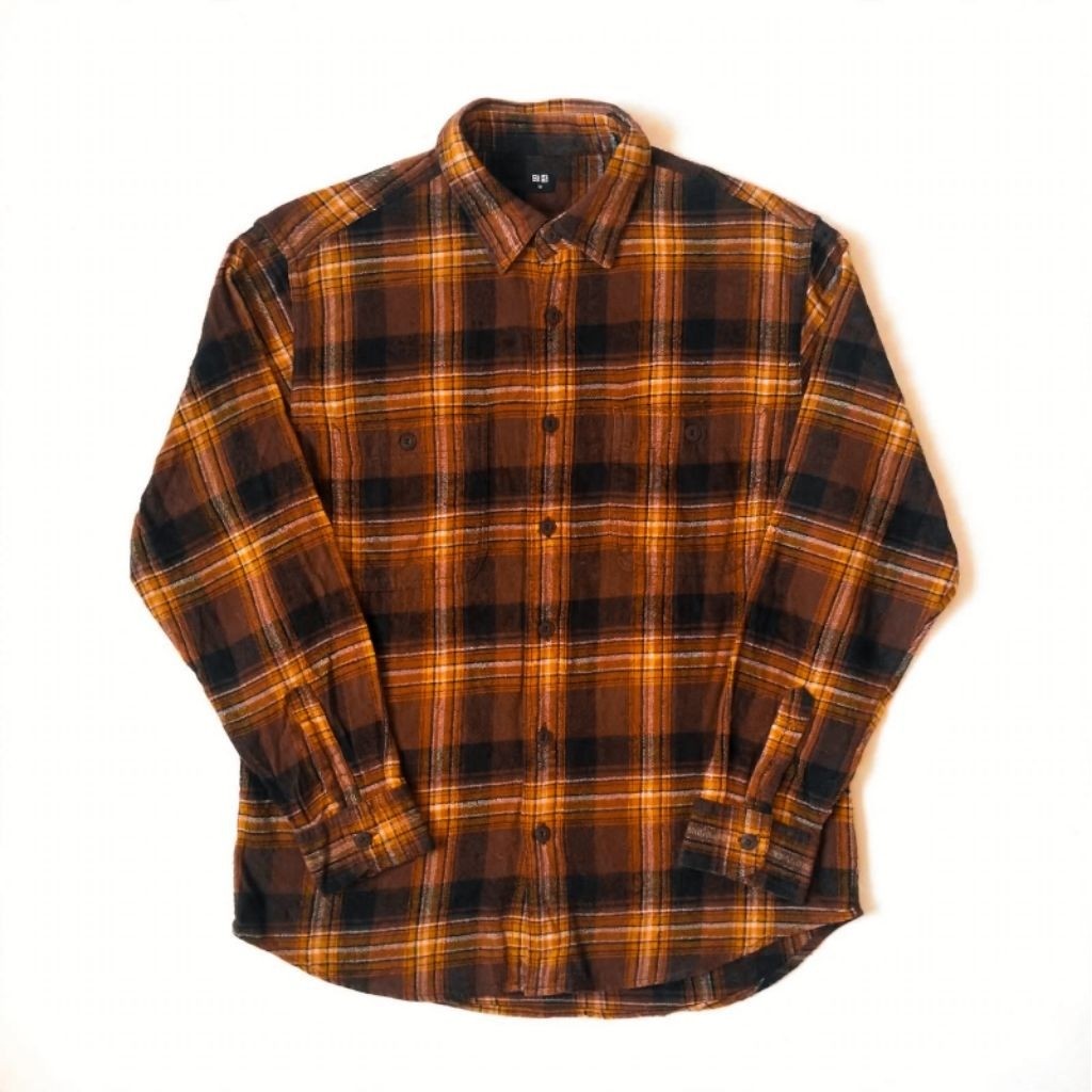 kemeja Flanel UNIQLO Veterano  Brown Yellow