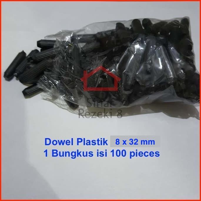 Dowel Plastik Hitam 8 x 32 100 Pcs / Bungkus 8x30 30 Stik Bulat Dowel Pen
