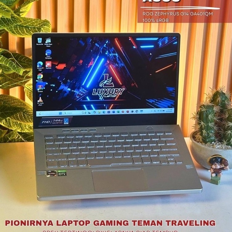 LAPTOP GAMING ASUS ROG ZEPHYRUS G14 GA401QM RYZEN 9 NVIDIA GEFORCE RTX 3060 SSD 1TB RAM 16GB BACKLIG