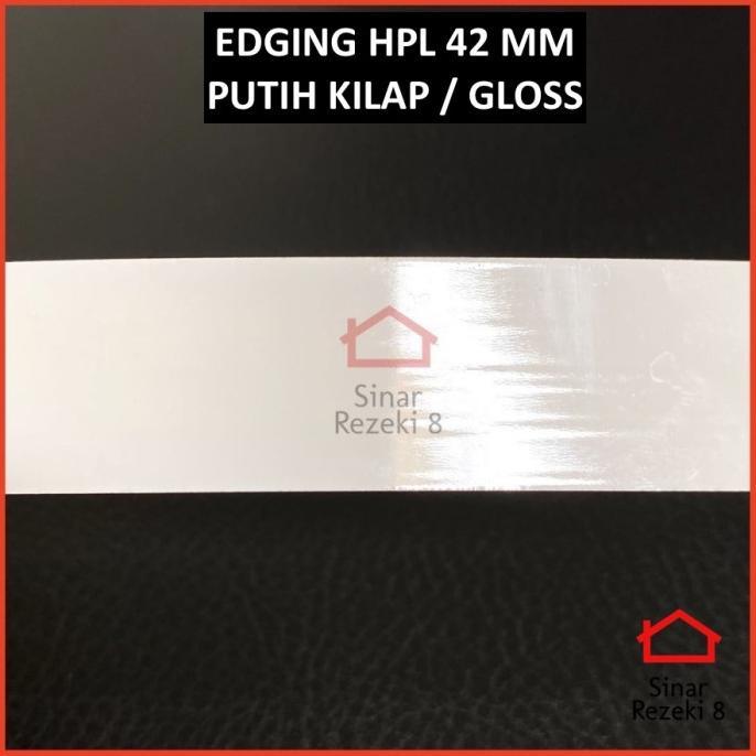 Edging HPL 42 mm PUTIH KILAP / GLOSS White Pinggir Meja Solid taco PVC