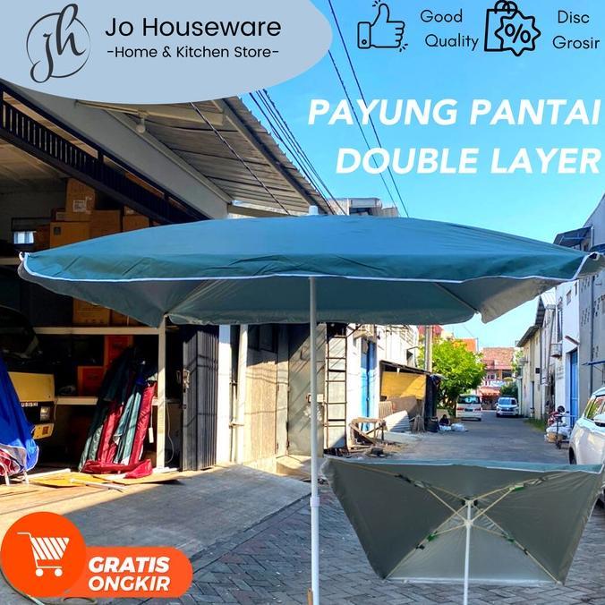 Payung pantai double layer / Tenda cafe jualan / Payung tenda premium - 130