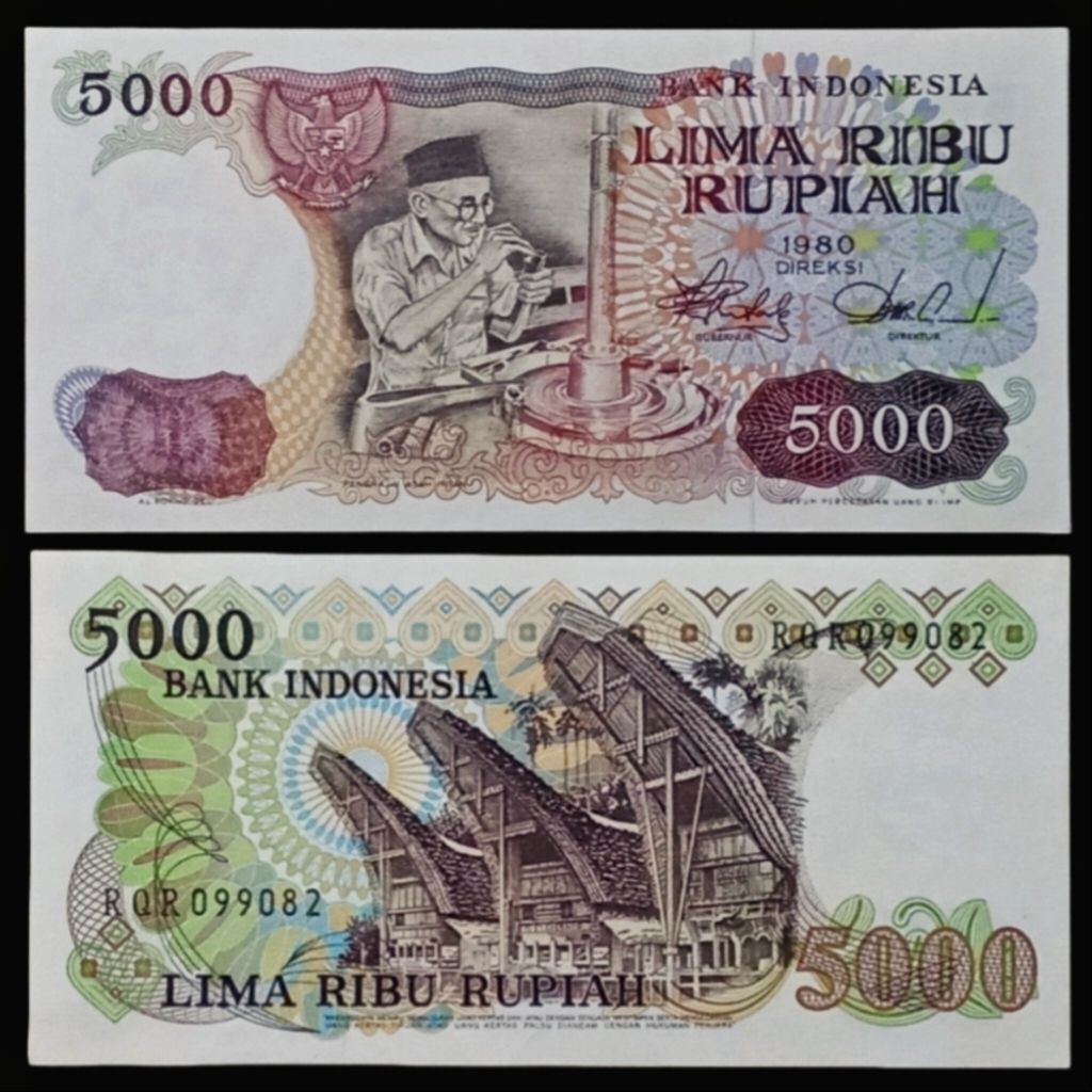 Uang Kuno 5000 Rupiah Asah Intan Tahun 1980 UNC Gress