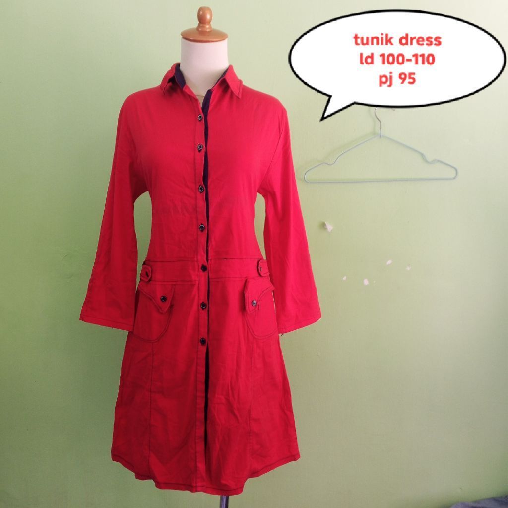 PL tunik dress merah cabe