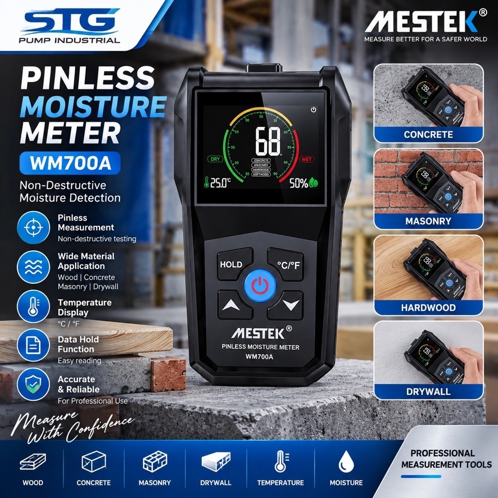 Moisture Meter Mestek WM700A Wood Concrete MC Tester Tembok