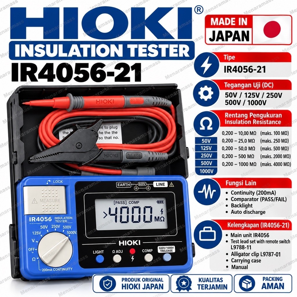Digital Insulation Tester Megohmmeter HIOKI IR4056-21 Hioki Insulation Tester Digital 1000V