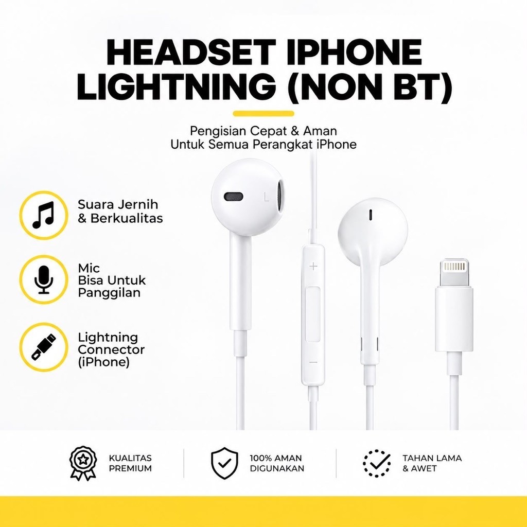 Headset iphone Lightning Non Bluetooth