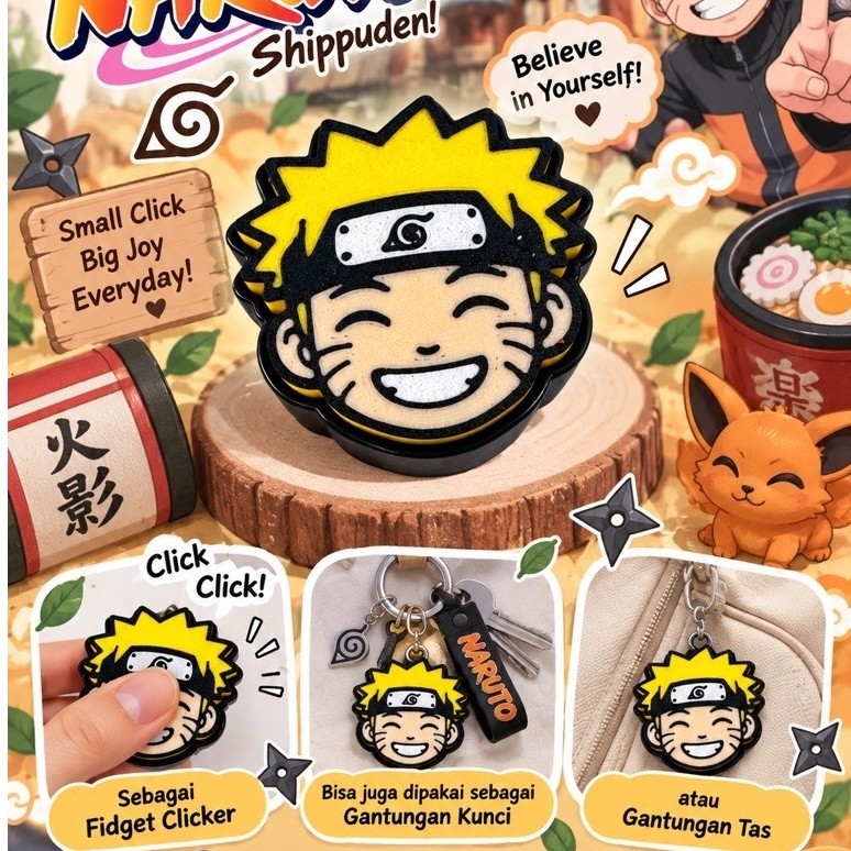 Naruto fidget clicker | Gantungan kunci fidget clicker 3D | Fidget clicker murah | Keyboard clicker 