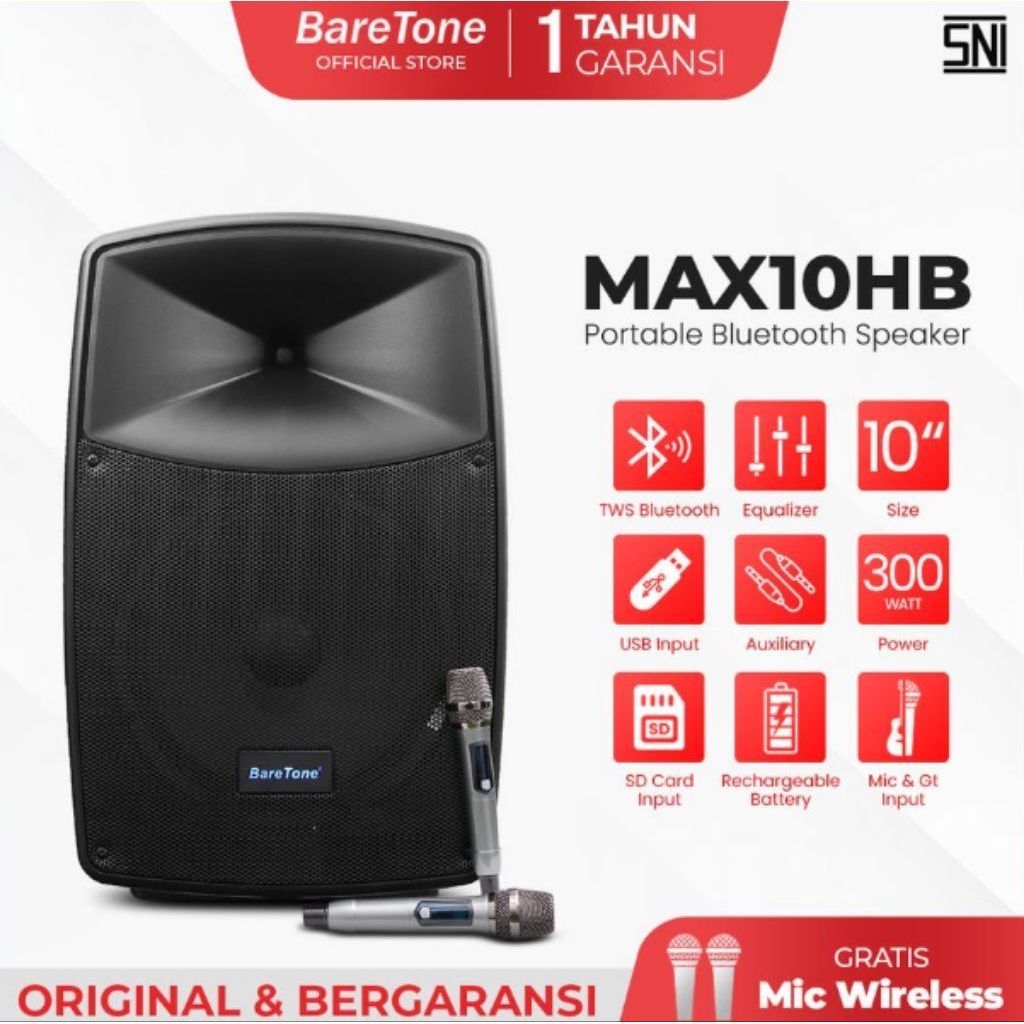 BARETONE AUDIO PORTABLE SPEAKER 10 INCH | MAX10HB