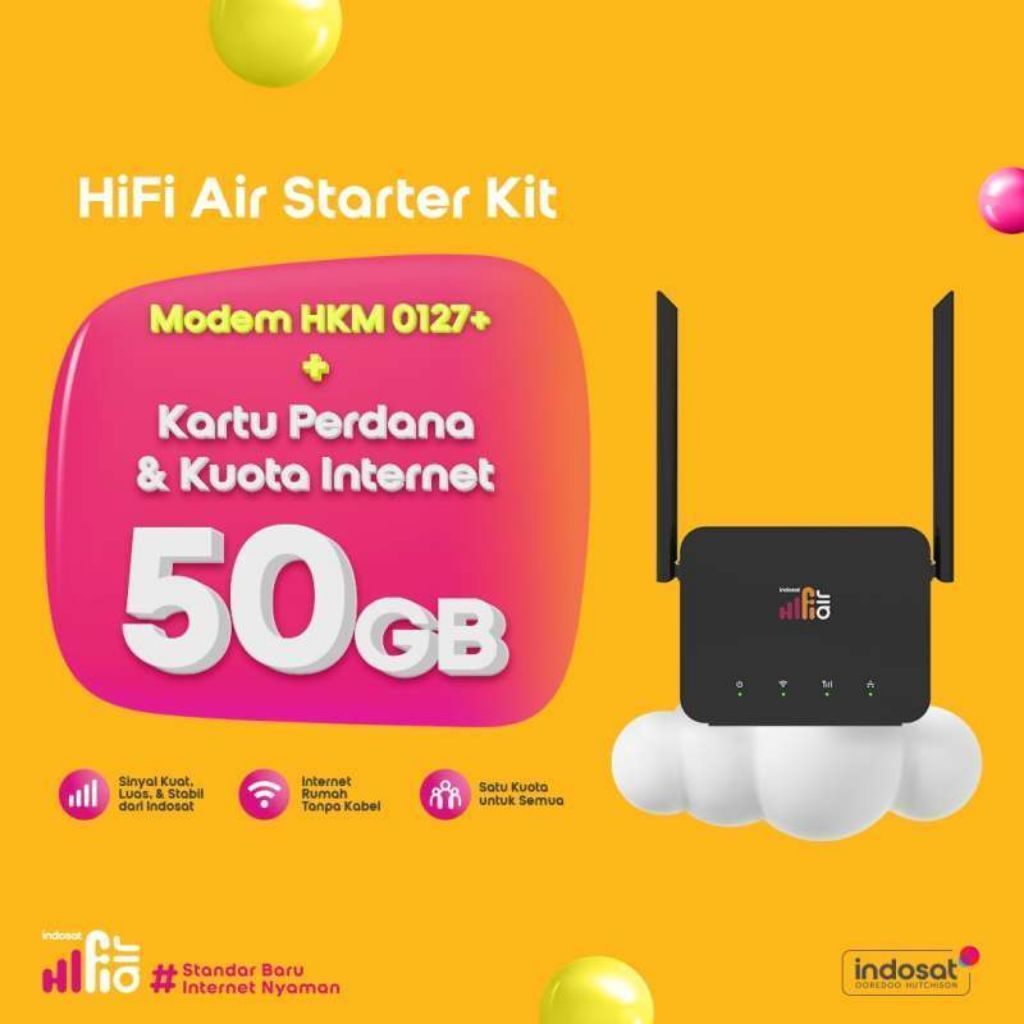 Modem/Router Hifi Air Indosat 4G Kuota 50GB Kartu Indosat Tri Tinggal Pakai