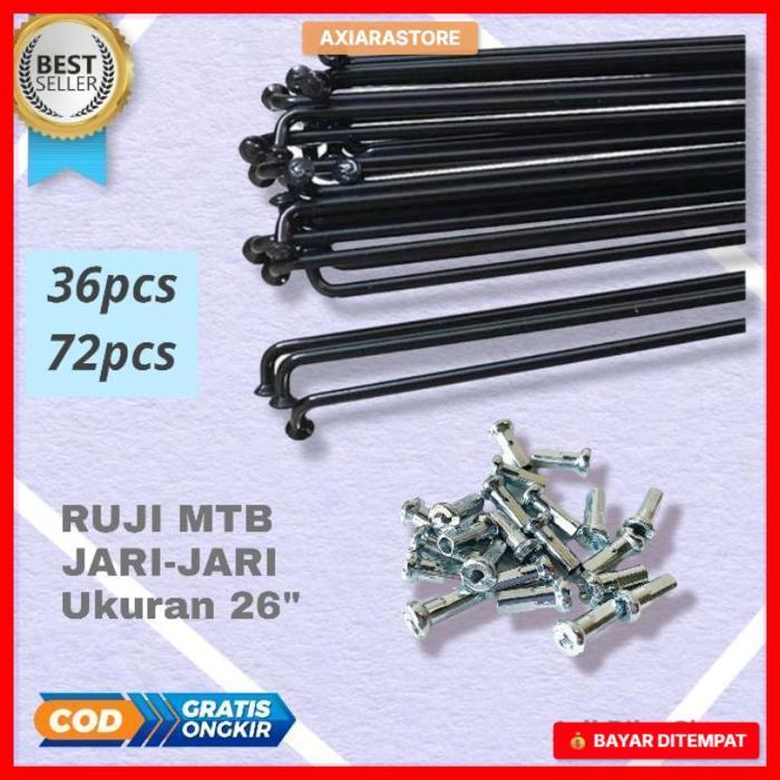 jari jari sepeda 26 hitam 14g 262 mm velg mtb fixie set ban ruji spoke 36pcs 72pcs 262mm