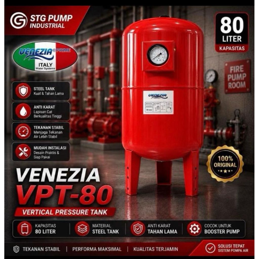 PRESSURE TANK 80 LITER 10 BAR TANGKI POMPA VENEZIA VPT 80 PRESSURE TANK 80 LITER PRESURE TANK 80 L V