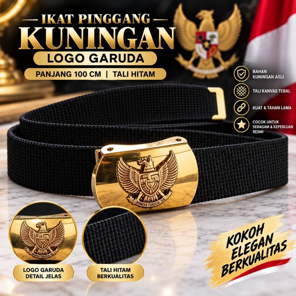 Ikat pinggang Kuningan logo garuda panjang 100 cm