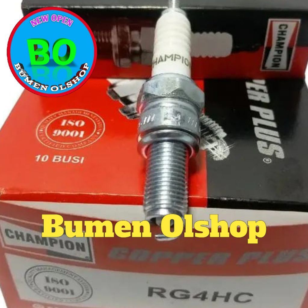 1 Pack isi 10 pcs Busi CHAMPION RG4HC Busi Motor Honda New Mega Pro, FI 150, New Sonic 150R 150, Sco
