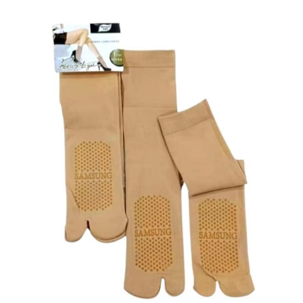 12 Pasang Kaos Kaki Stocking Jempol Panjang Sebetis Wanita || Stocking Antislip || Stocking Kulit Di