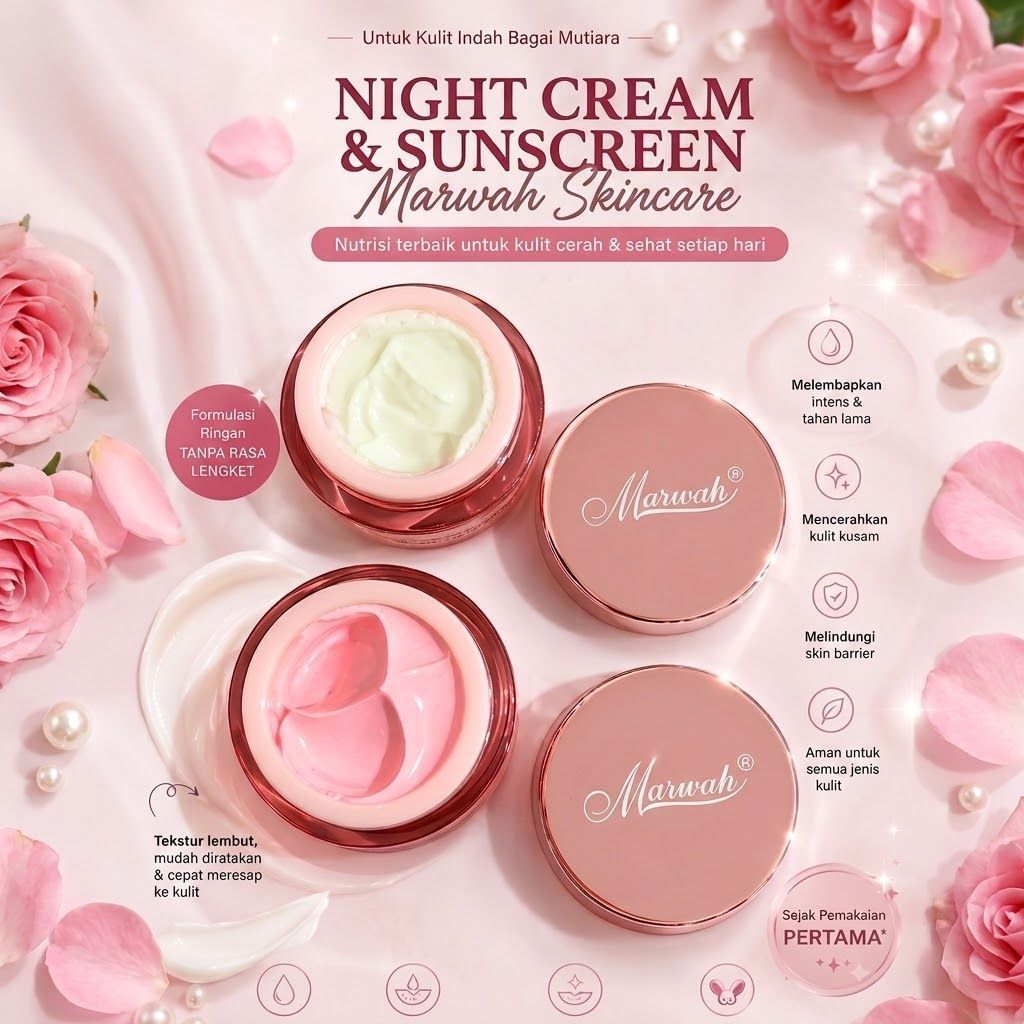 ECER PROMO KRIM MALAM KLINIK BPOM MARWAH SKINCARE PLATINUM ANTI AGING SPECIAL DIAMOND BRIGHT TEA TRE