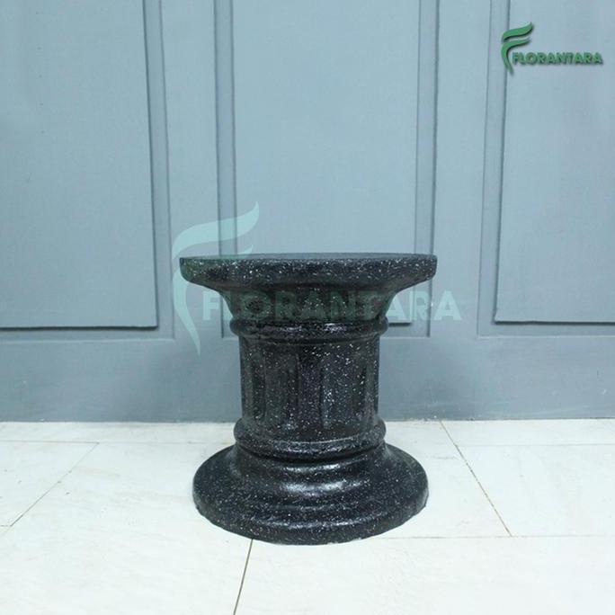 Florantara Pilar Dudukan Pot Teraso Hitam Bercak Model Kotak Bulat Tinggi 30m 45cm 60cm Bahan Cor Se