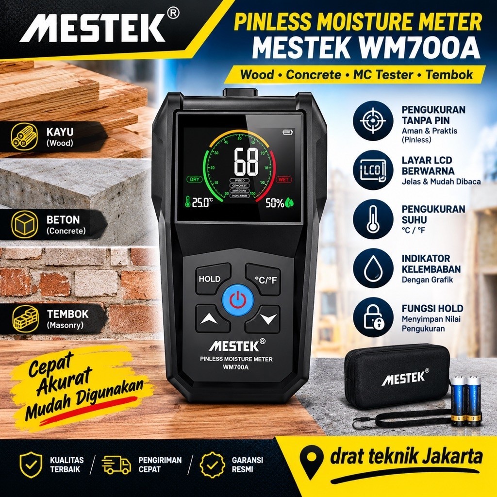 Moisture Meter Mestek WM700A Pinless Wood Concrete