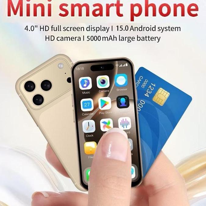 Hp Mini Smartphone Ip17Pro Max Mini Phone Ram 8/512Gb Jaringan 3G/4G Garansi Ponsel Mini 4 Inci  1