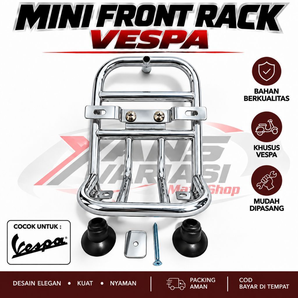 AKSESORIS VESPA / MINI FRONT RACK / FRONT RACK VESPA / RAK DEPAN VESPA / FRONT RACK MINI