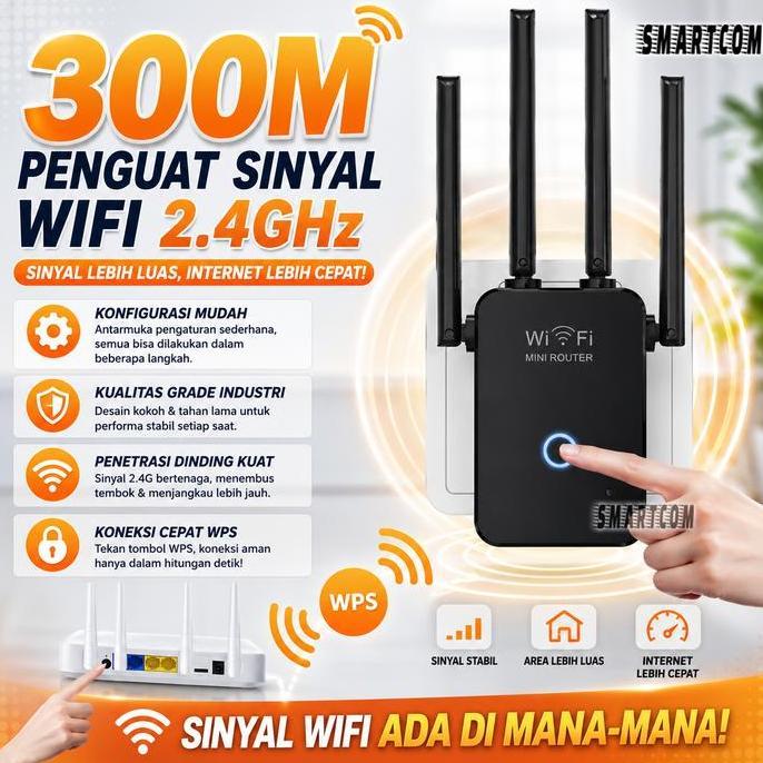 Terbaik SMARTCOM WIFI Repeater WR32Q Wireless WiFi Extender Signal 300Mbps Terimakasih