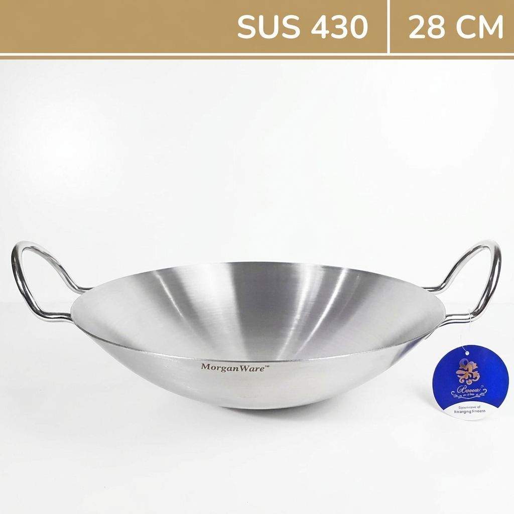 BIMA Wok MW400828 SUS 430 Wajan Penggorengan Stainless Steel Wok