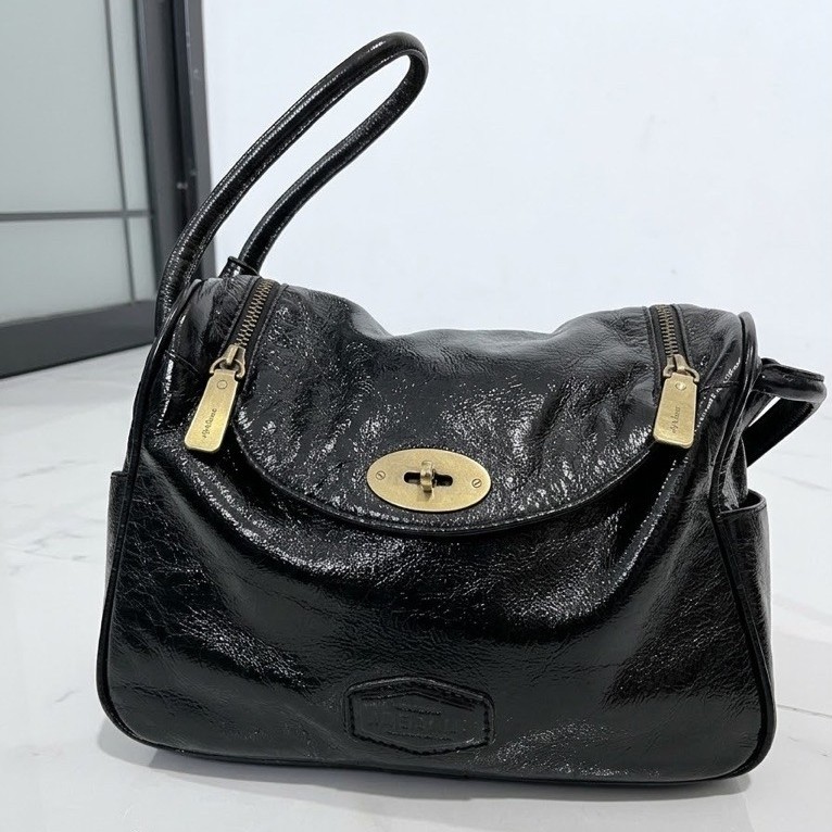 abekani  Kulit Emboss Anti Karat Hitam Shoulder Ransel