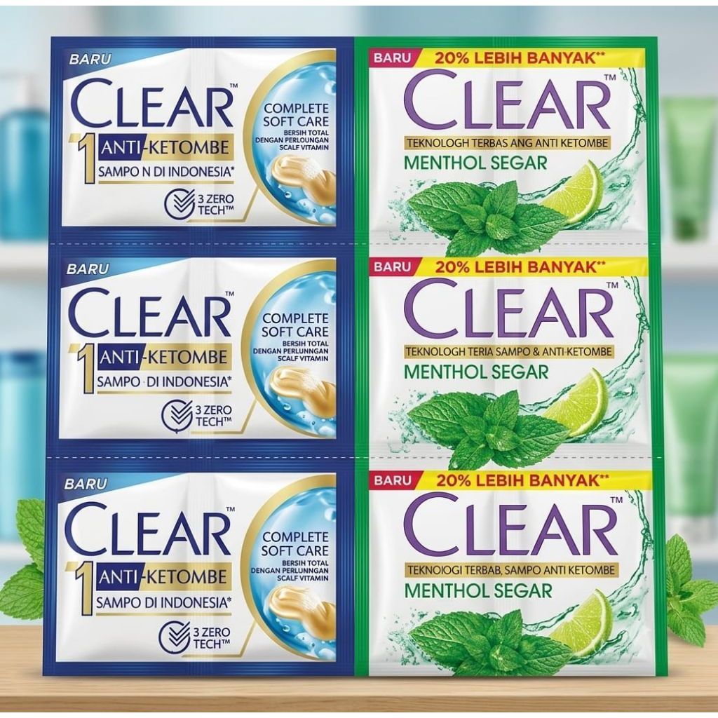 1 Renceng Shampoo Clear Kemasan Sachet- Isi 12 Sachet