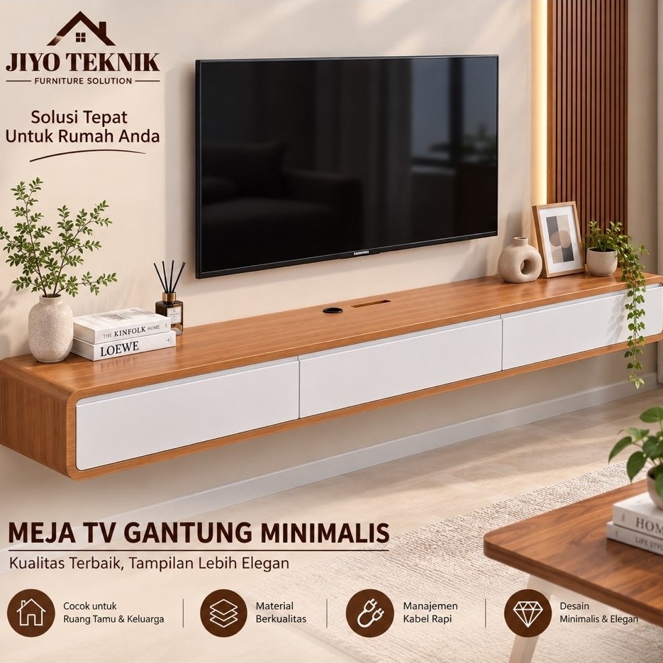 Rak TV Gantung Kayu Minimalis –Kabinet Dinding Modern  /Bufet TV Kayu Minimalis – Kabinet Gantung Mu