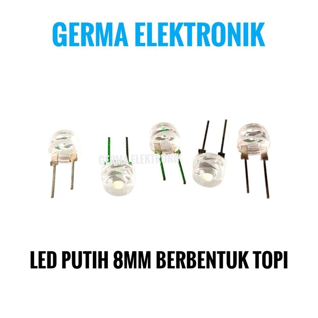 LED PUTIH 8MM berbentuk topi led putih 8mm berbentuk topi