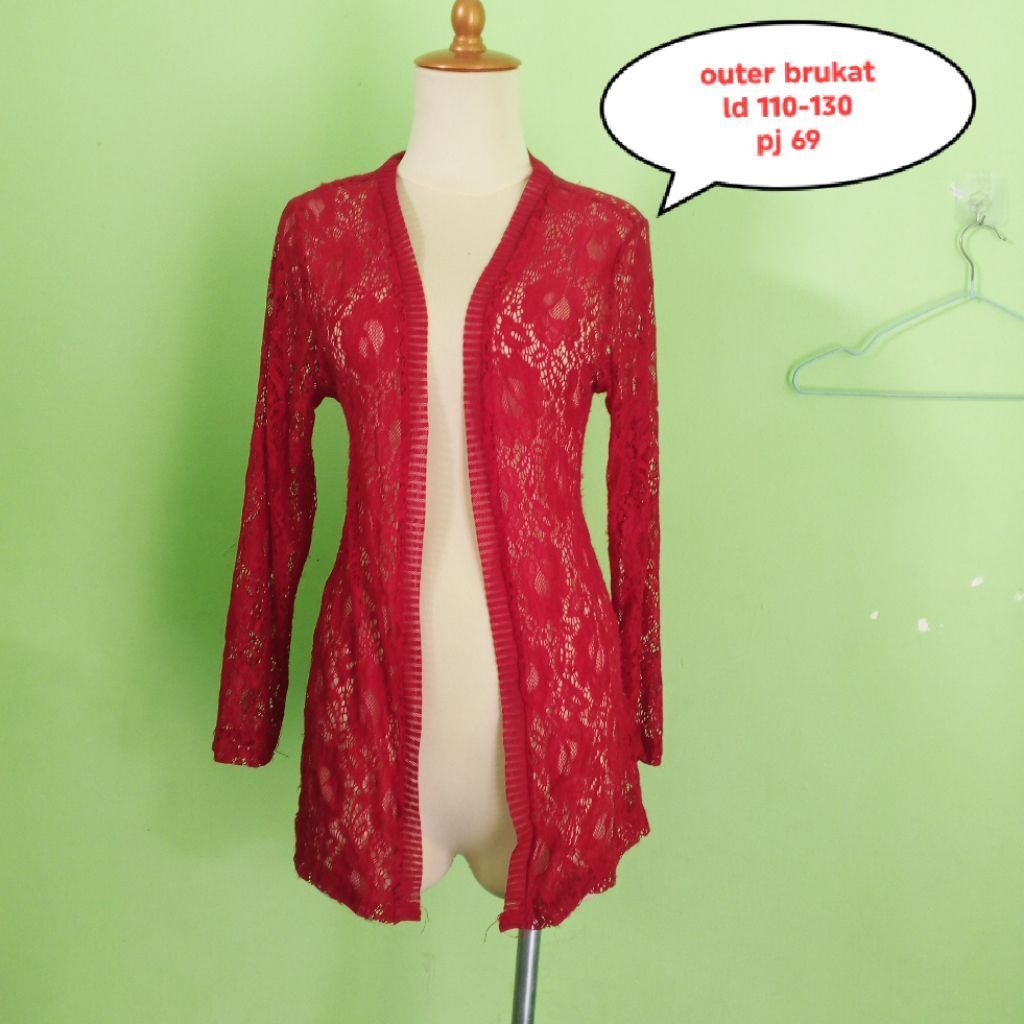PL outer brukat merah cabe