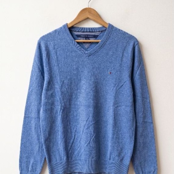 Sweatshirt Crewneck V Neck Tommy Hilfiger Pria Size M fit L (Jaket Second/bekas Brand)