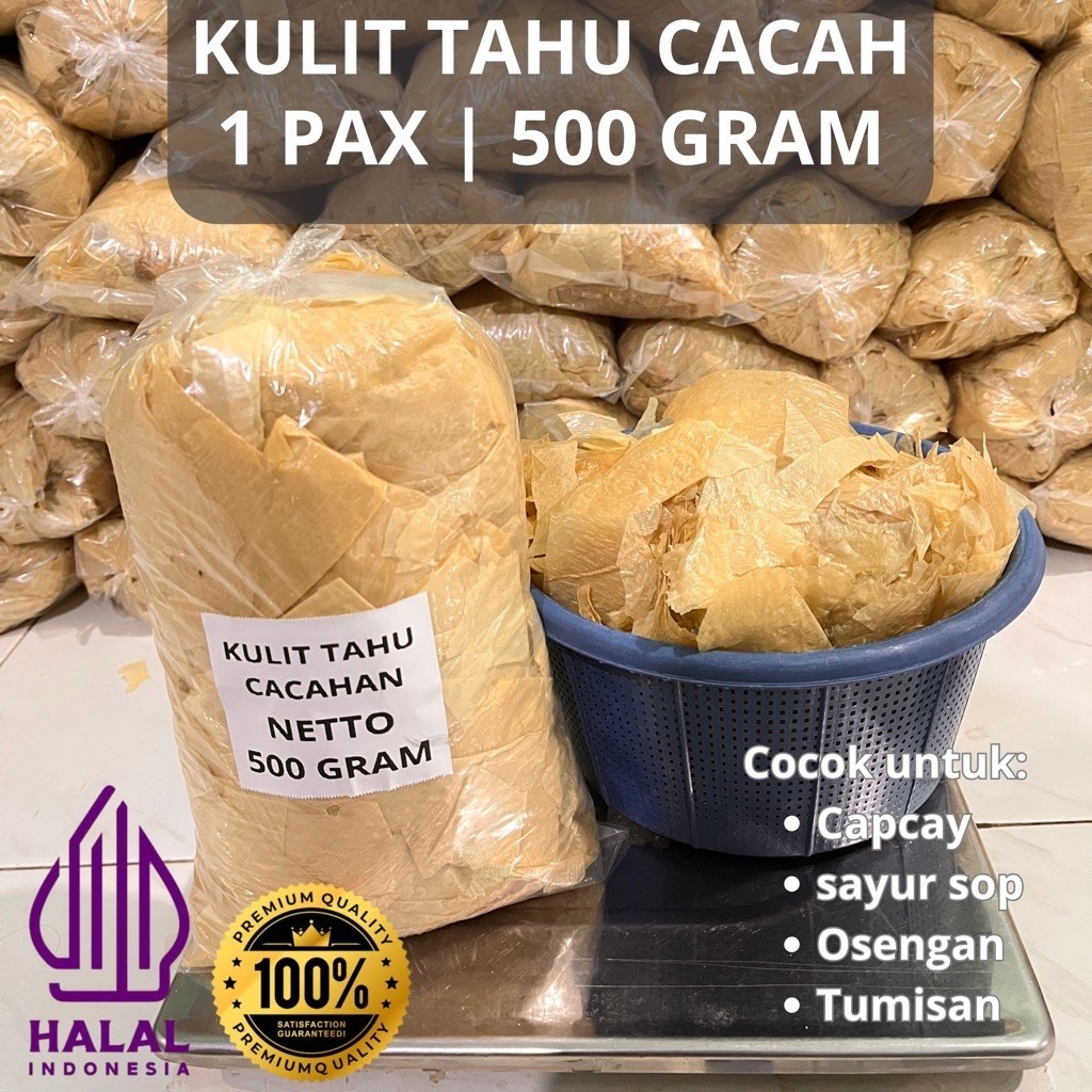 [TERMURAH] 500GRAM Kulit tahu tawar Kering cacakan/cacahan premium | Halal | Non GMO | Cocok untuk c