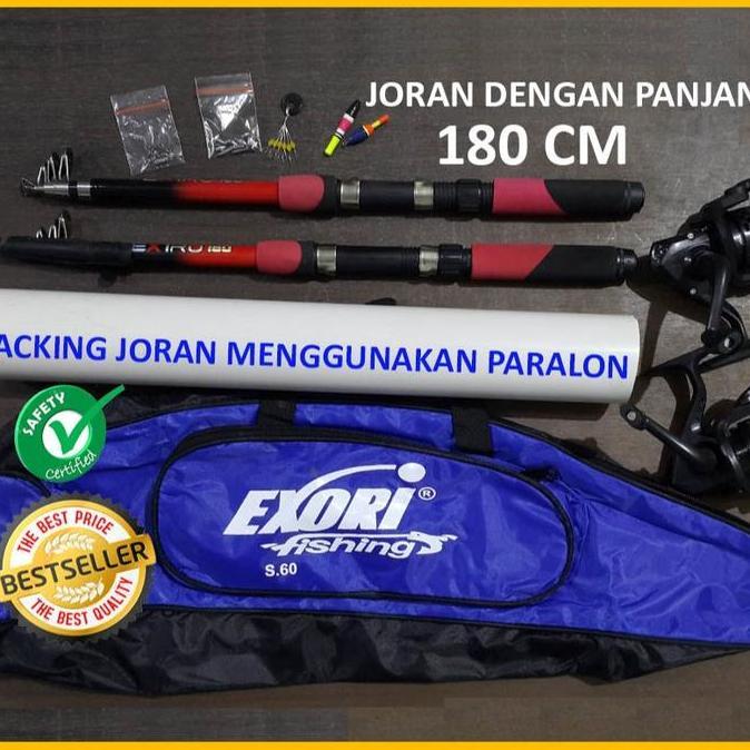 2 Full Set Alat Pancing Joran Tas Exori Reel Next Lengkap Isi 2 Paket Joran