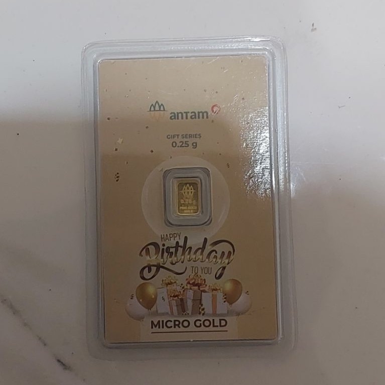 Mini gold 0.25 gram Gift Series Bertuliskan Happy Birthday