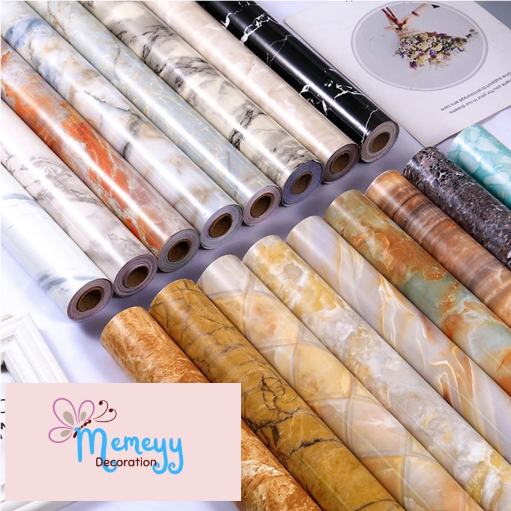 walpaper Marmer dinding Furniture Dapur Waterproof Anti Noda dan Panas Motif Marmer Marble Serat Kay