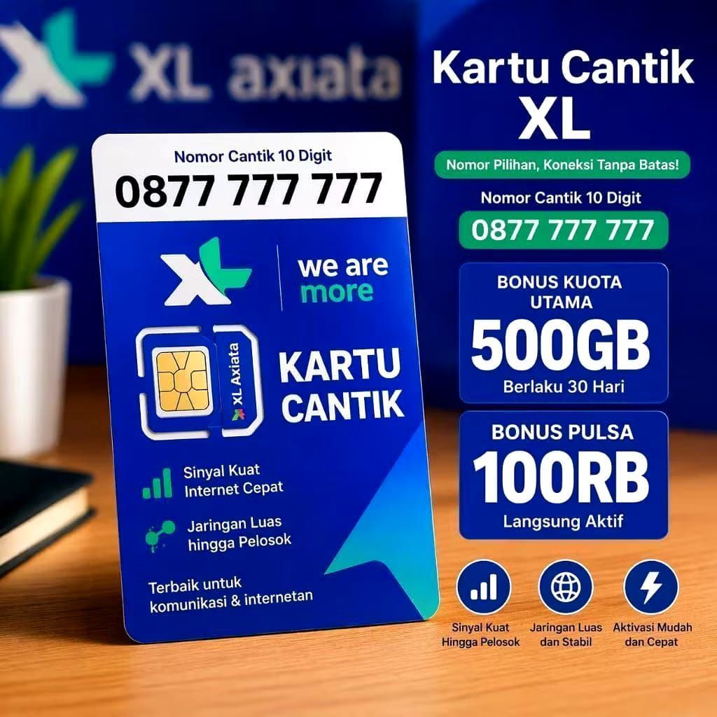 kartu cantik XL perdana 10 digit dan 11 digit bonus kuota 5000gb dan pulsa 100rb