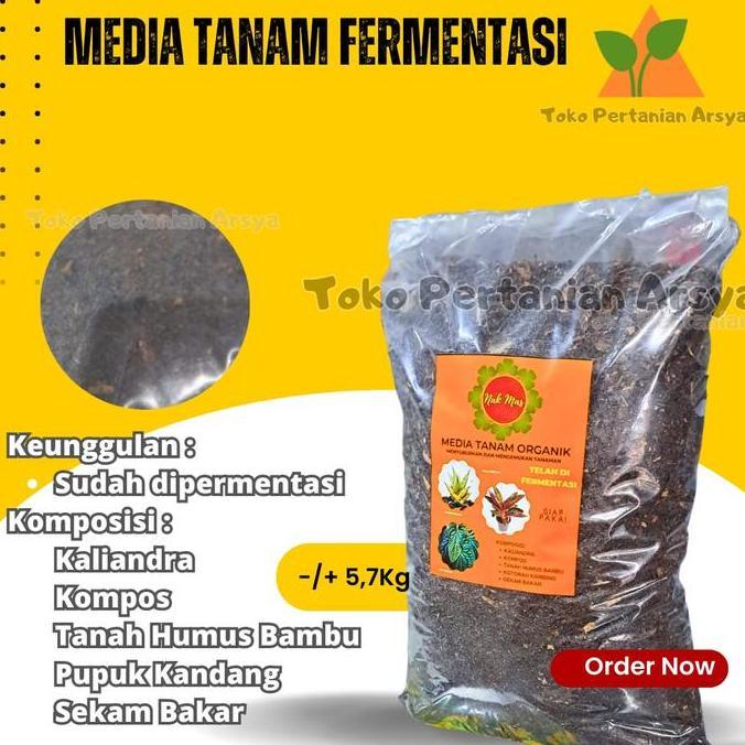 Media Tanam Fermentasi Plus Kaliandra Humus Bambu Kohe Sekam Bakar 5Kg