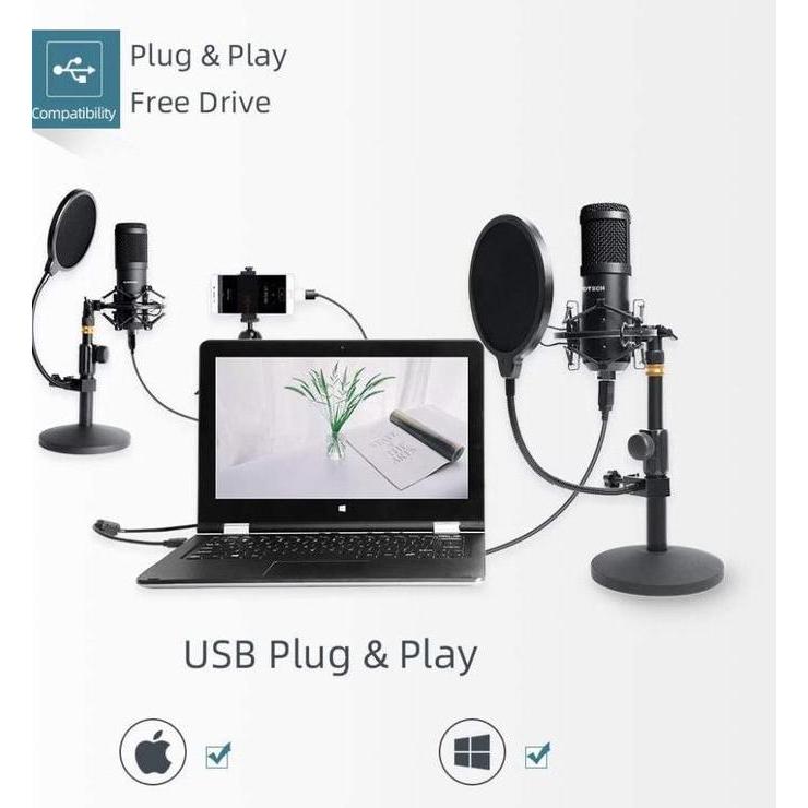 SOUNDTECH ST-800 USB Condenser Microphone 192kHz 24bit Plug & Play | Mic Podcast Streaming Recording