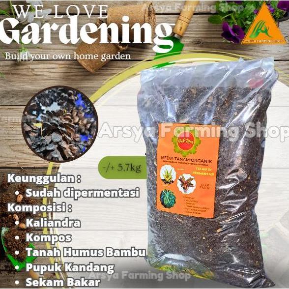 Media Tanam Fermentasi Plus Kaliandra Humus Bambu Kohe Sekam Bakar 5Kg