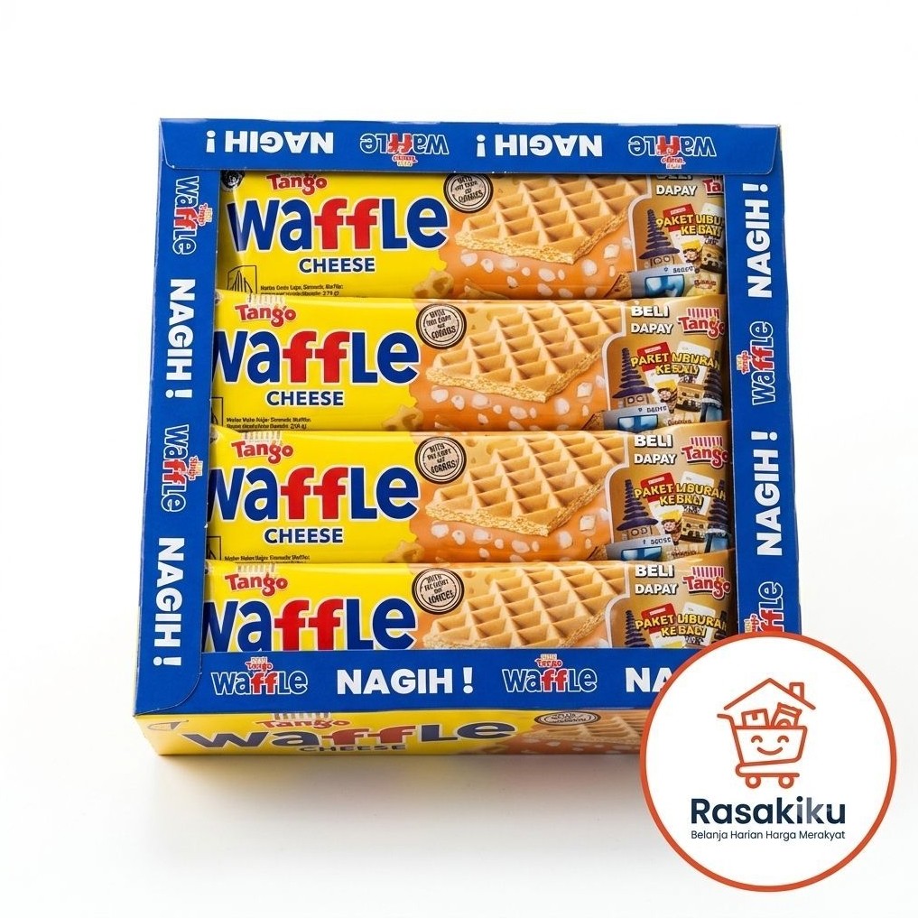 Tango Waffle Cheese 21g (Renceng / Dus) - Wafer Waffle Renyah Isian Krim Keju Gurih