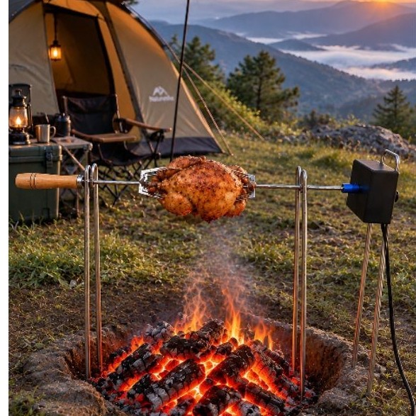 GULINGKEUN Alat Panggang Ayam Guling Elektrik Food Grade Bongkar Pasang untuk Camping
