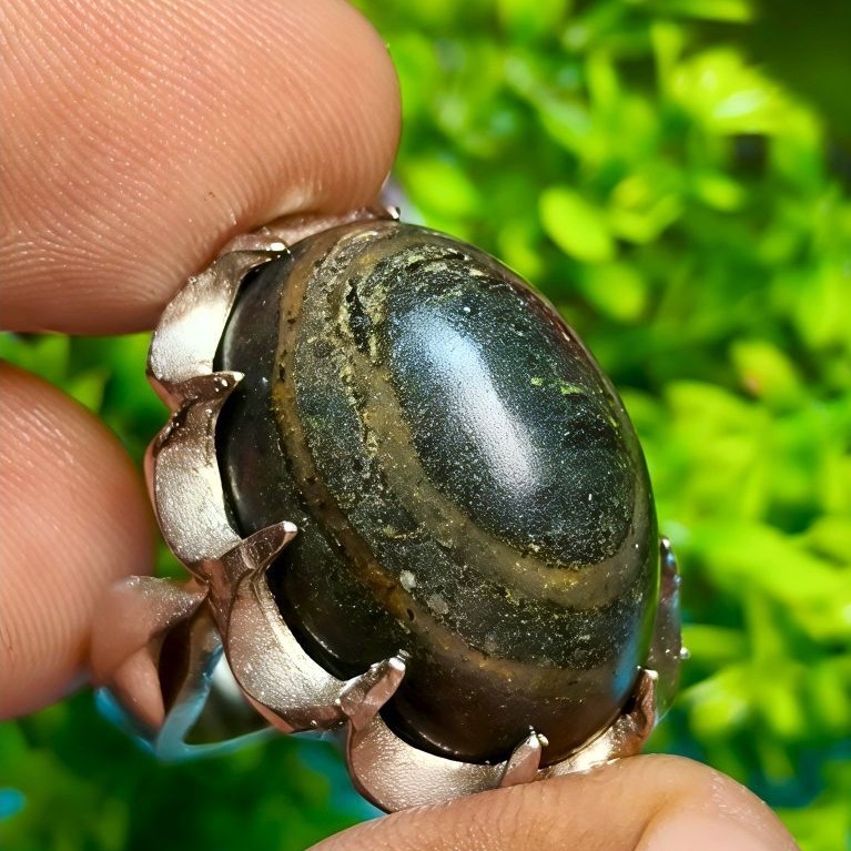 cincin batu akik lumut pamor puser lawasan