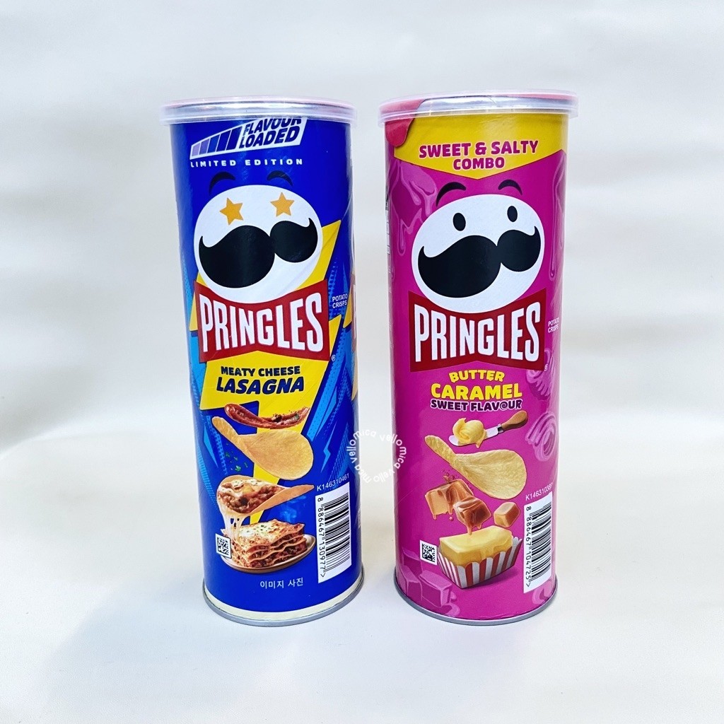 pringles meaty cheese lasagna 100gr / butter caramel 110gr